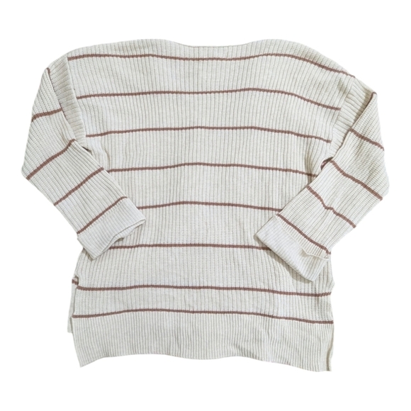 Promesa Oversized Slouchy Striped Cream And Brown Sweater Size Small F - Picture 2 of 5